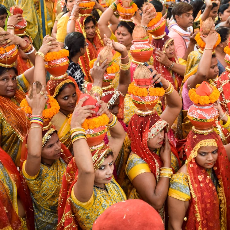 Women with Kalash on Head During Jagannath Temple Mangal Kalash Yatra, India 