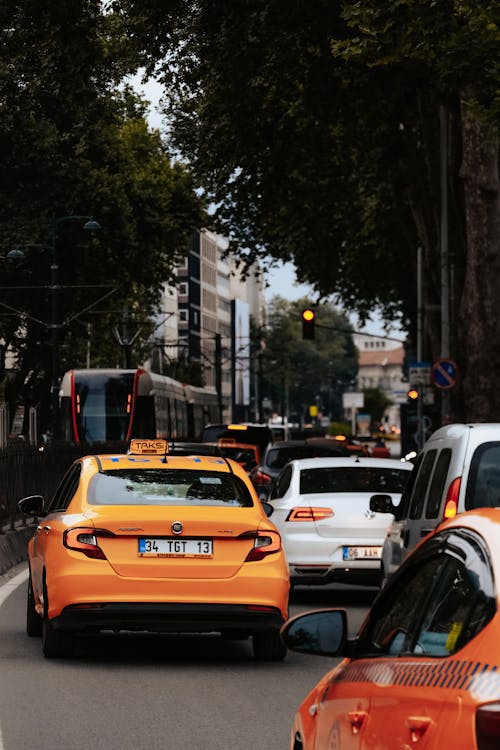 교통, 노랑 택시, 수직 쐈어의 무료 스톡 사진