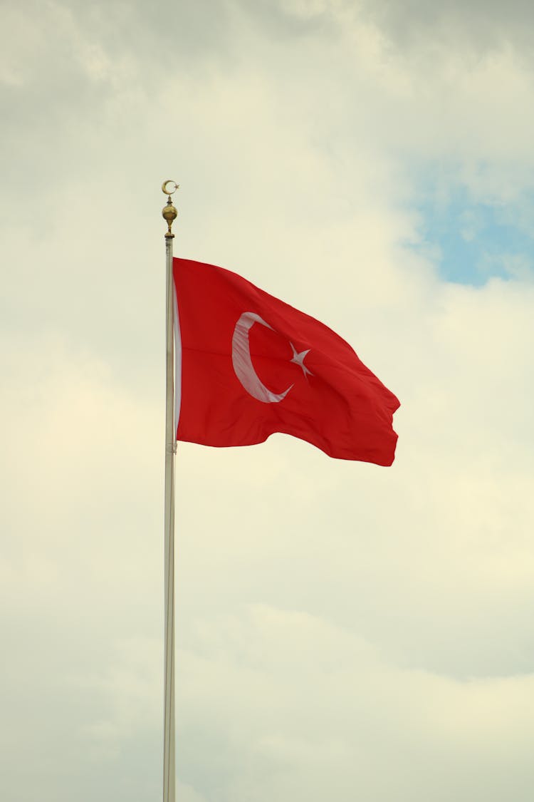 Turkish Flag On A Flagpole