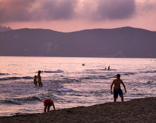 People Swimming on a Beach