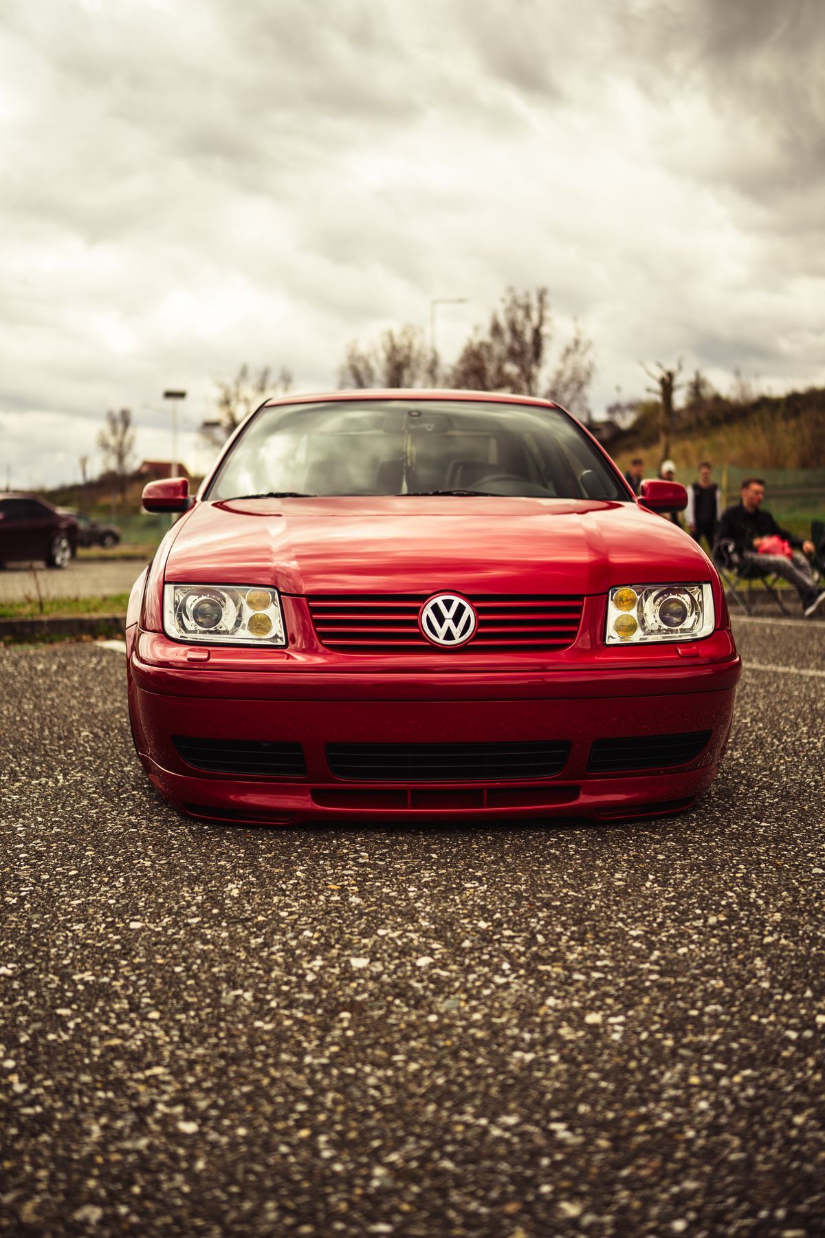 Well-kept 2004 red sedan