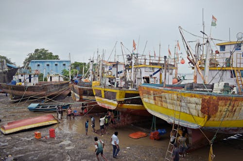 Immagine gratuita di barche da pesca, costruzione di barche, fango
