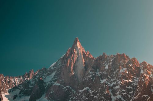 Free Breathtaking view of the Aiguille du Dru in the French Alps under a clear sky. Stock Photo