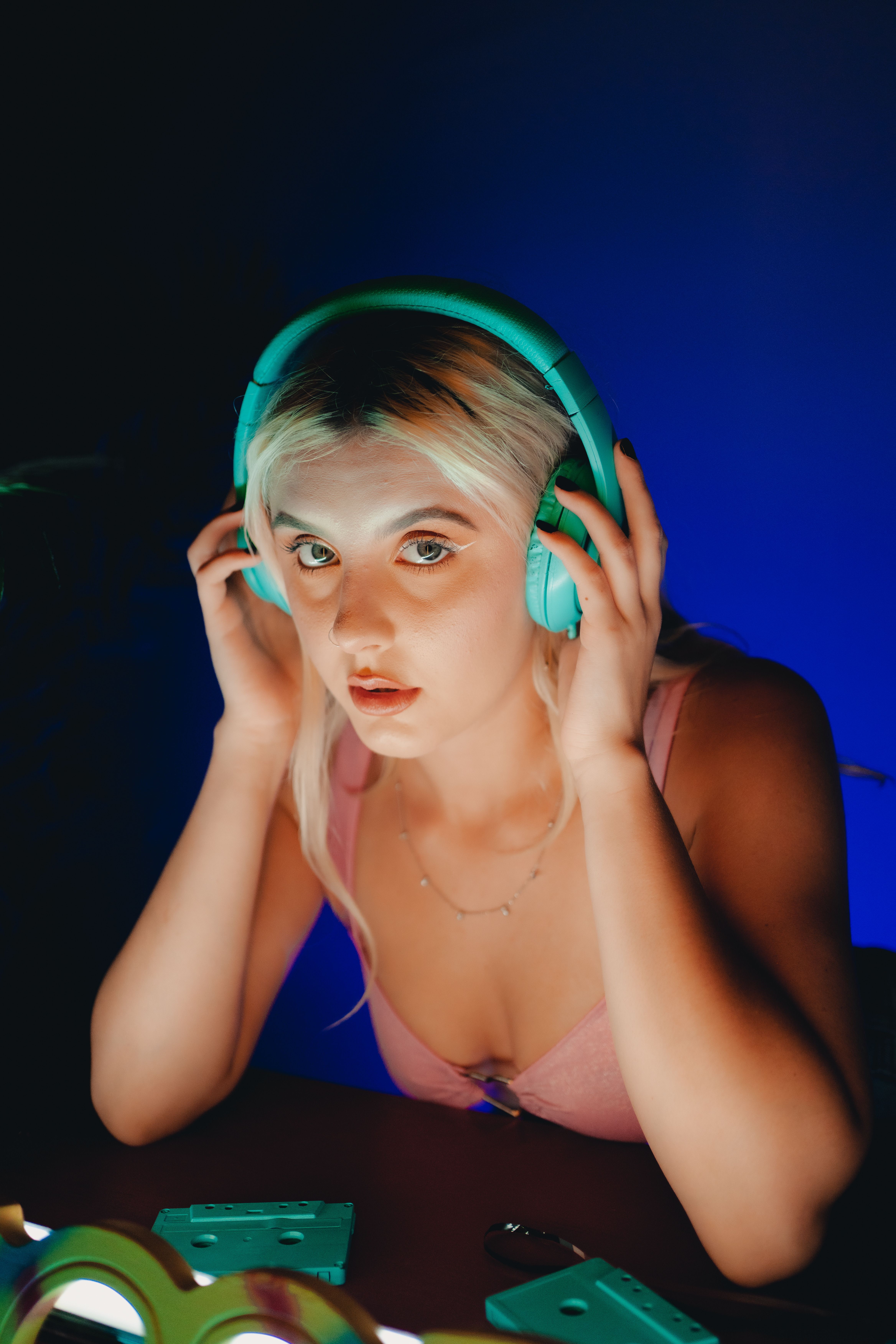 Portrait of Blonde Woman with Headphones · Free Stock Photo
