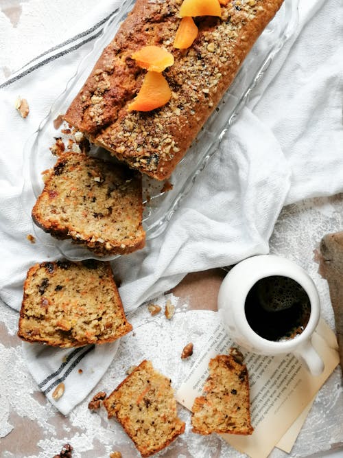 Free Carrot Cake and Tea Pot Stock Photo