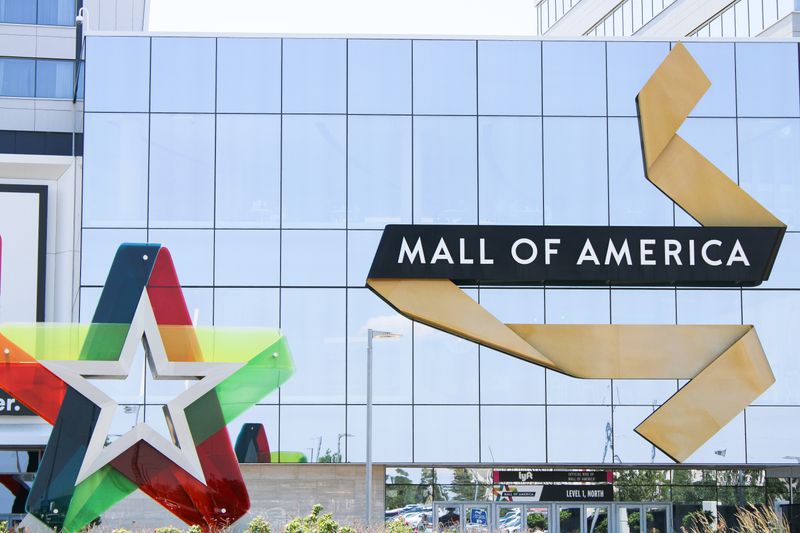 The glass facade of the Mall of America in Bloomington, Minnesota