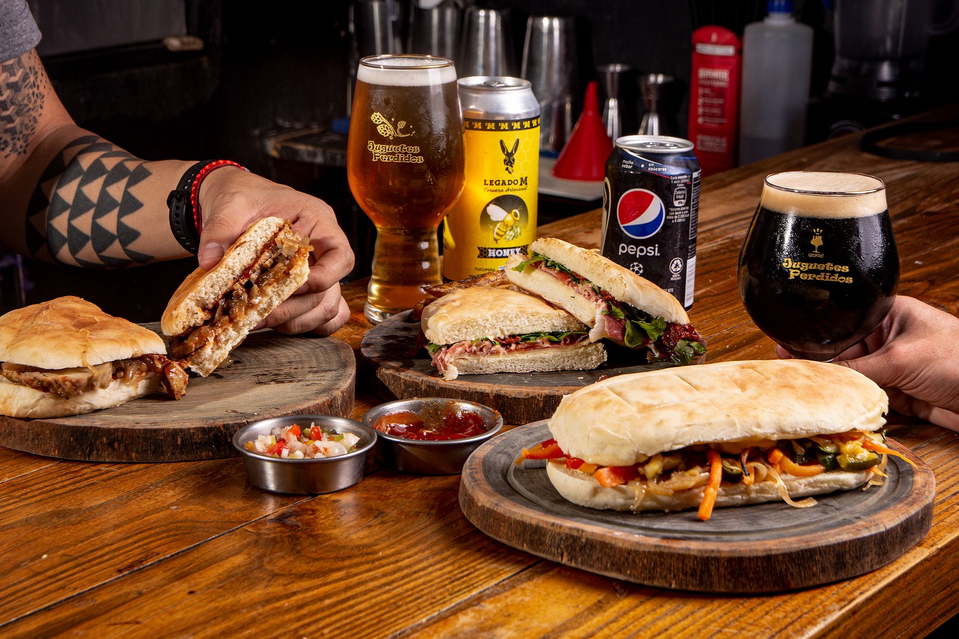 Gourmet restaurant sandwich with layered fresh ingredients