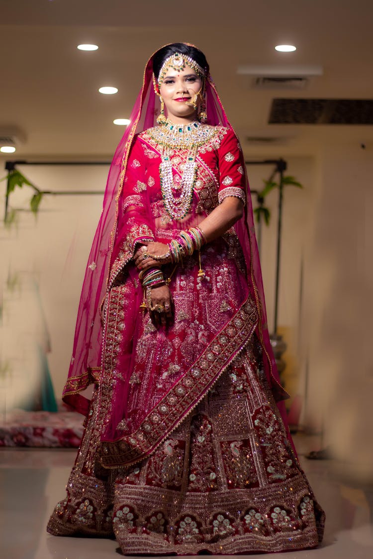 Bride Wearing A Pink Sari