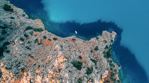 Aerial Shot of Coastline and Blue Water