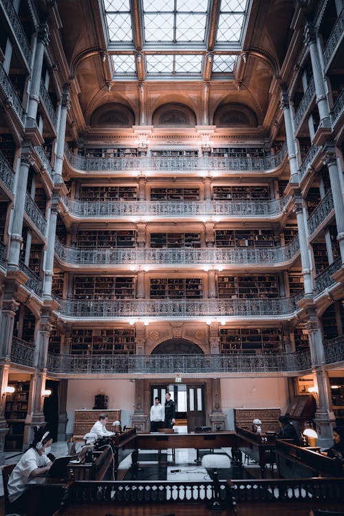 Interior of George Peabody Library in Baltimore, Maryland