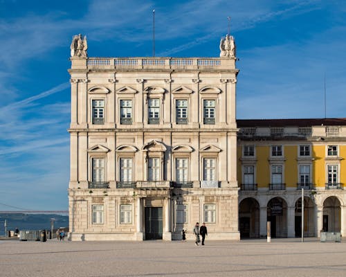 Facade of Praca do Comercio in Lisbon, Portugal