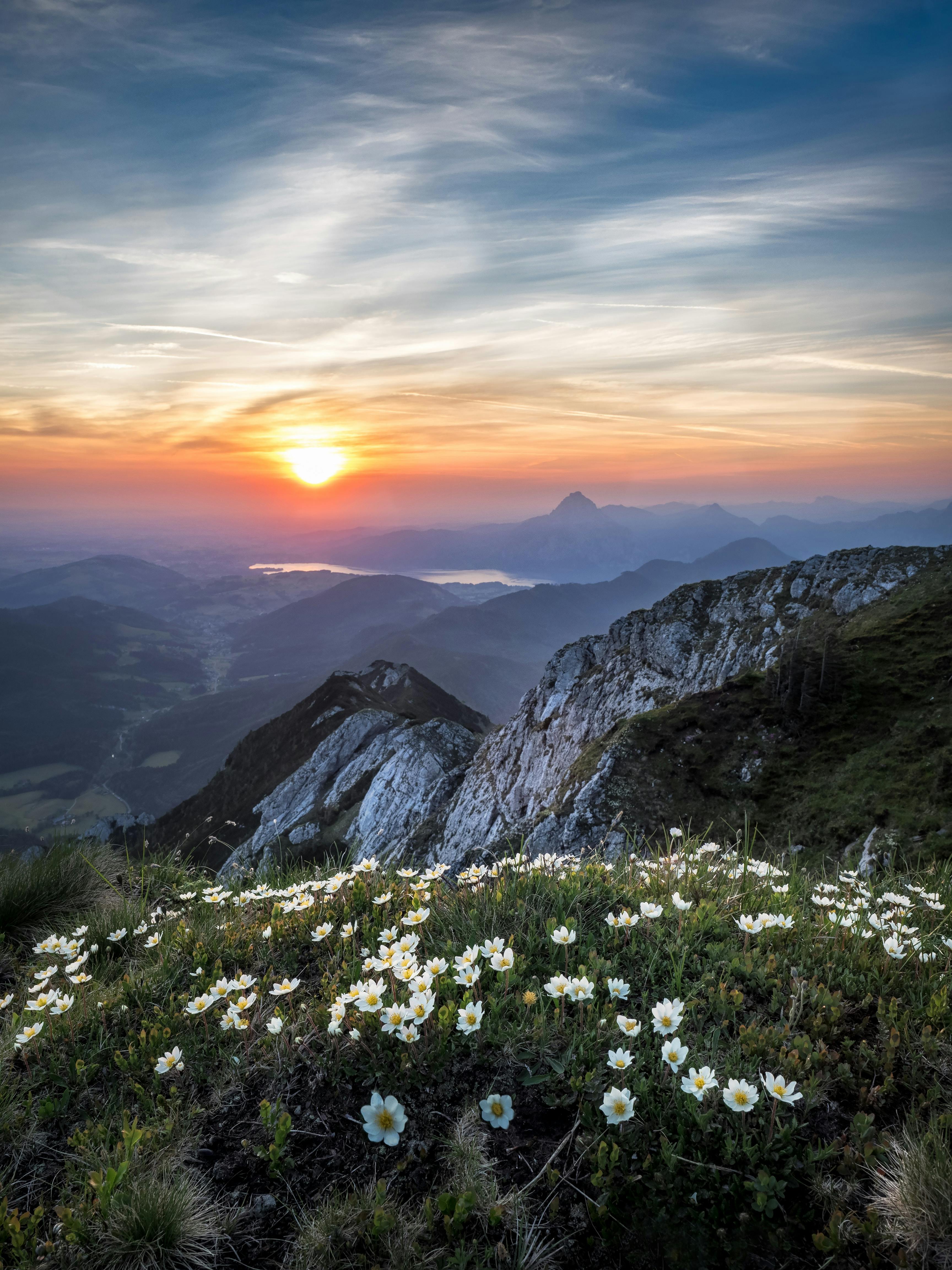 scenic view of mountains during dawn