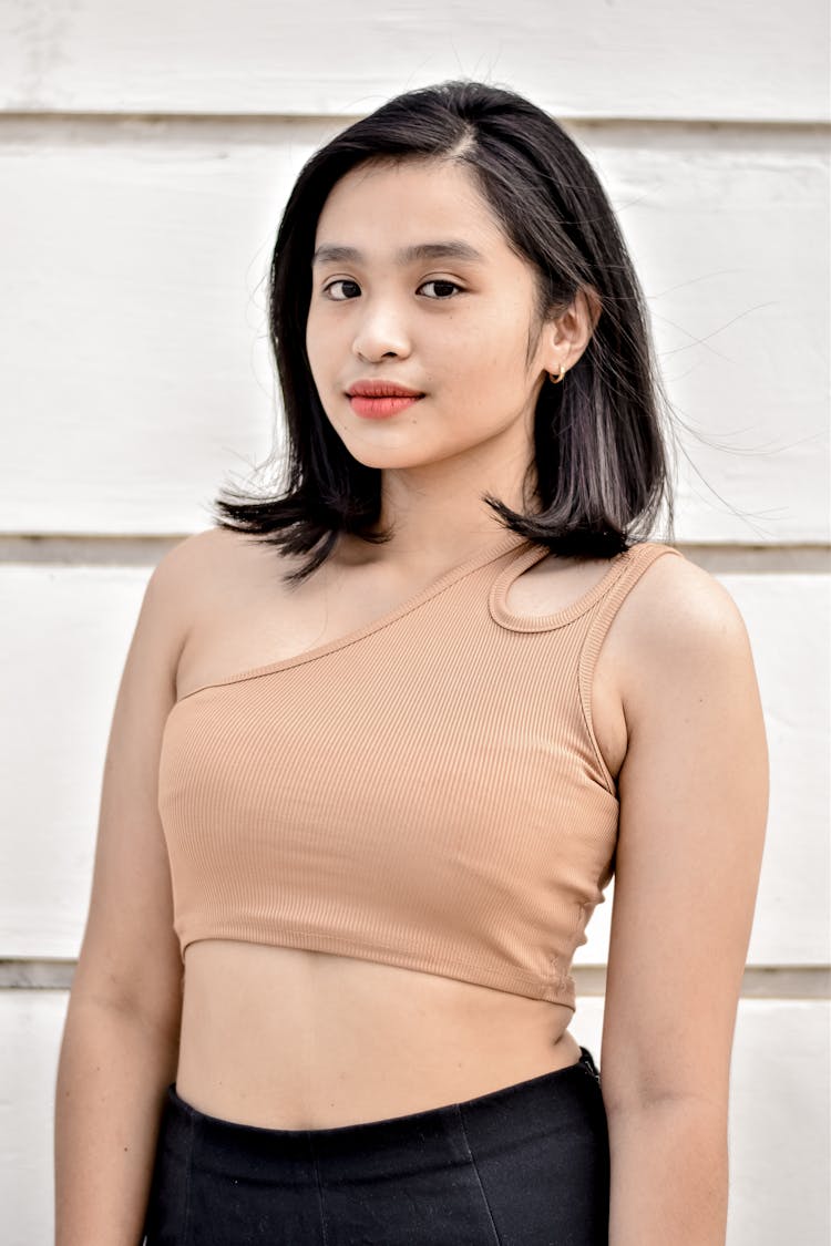 Portrait Of Woman Wearing Neutral Crop Top