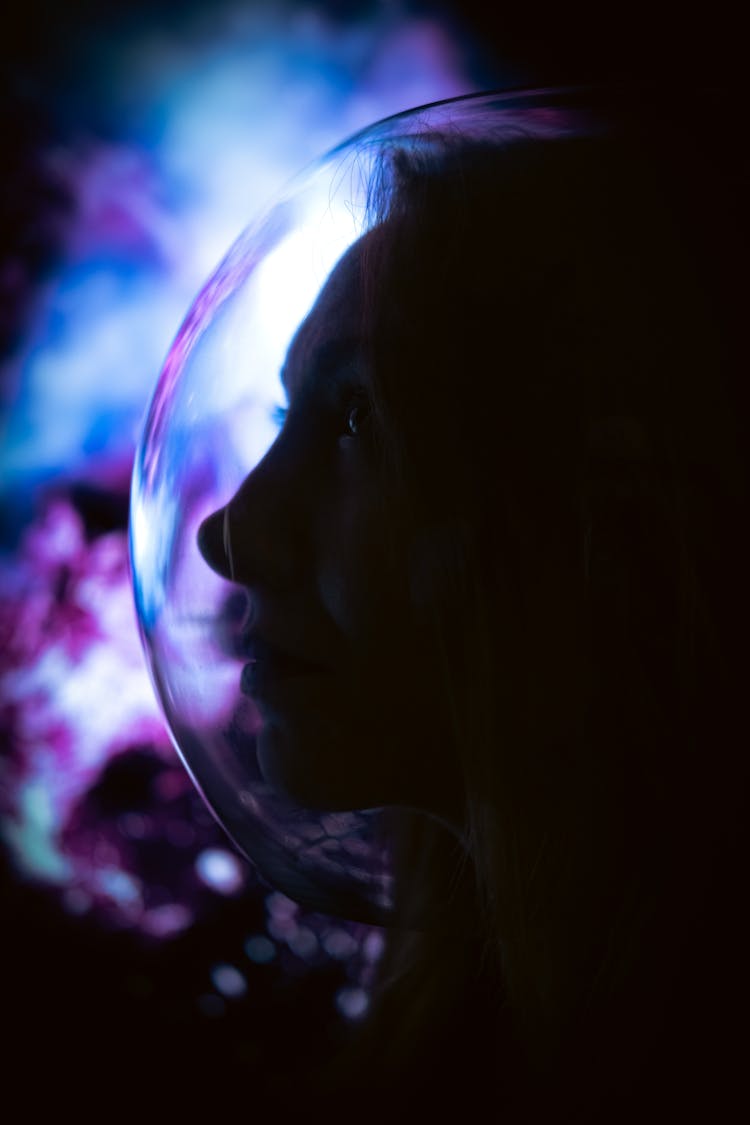 Young Woman Face In Bubble