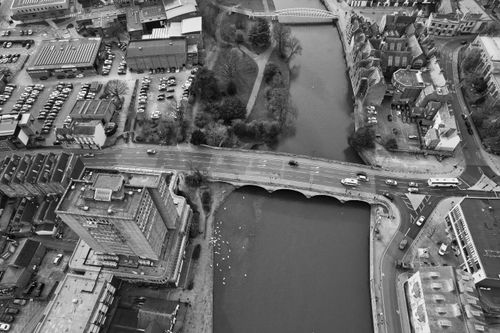 Free Explore the stunning aerial view of Bedford's urban landscape and historic bridges. Stock Photo