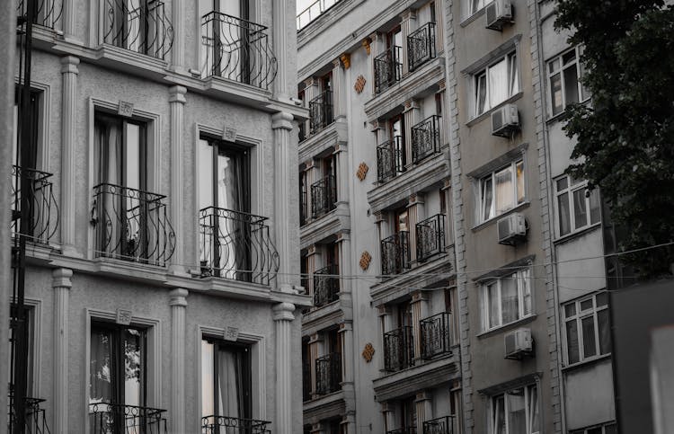 Windows And Balconies On Townhouses