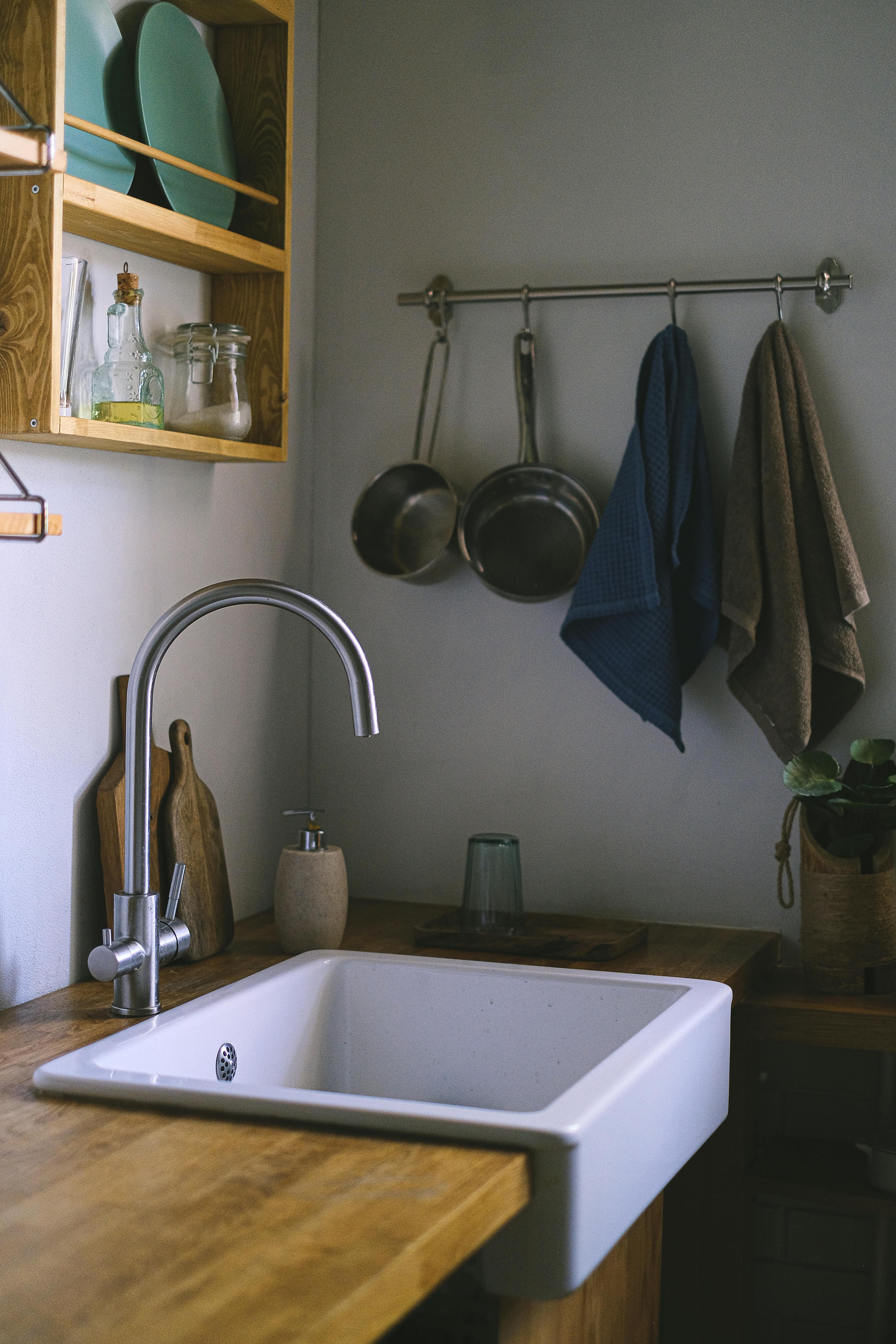 modern kitchen interior with a sink and a counter