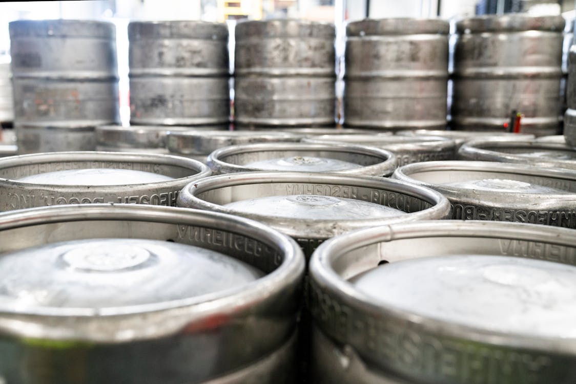 Close-up Photography of Silver Keg Lot