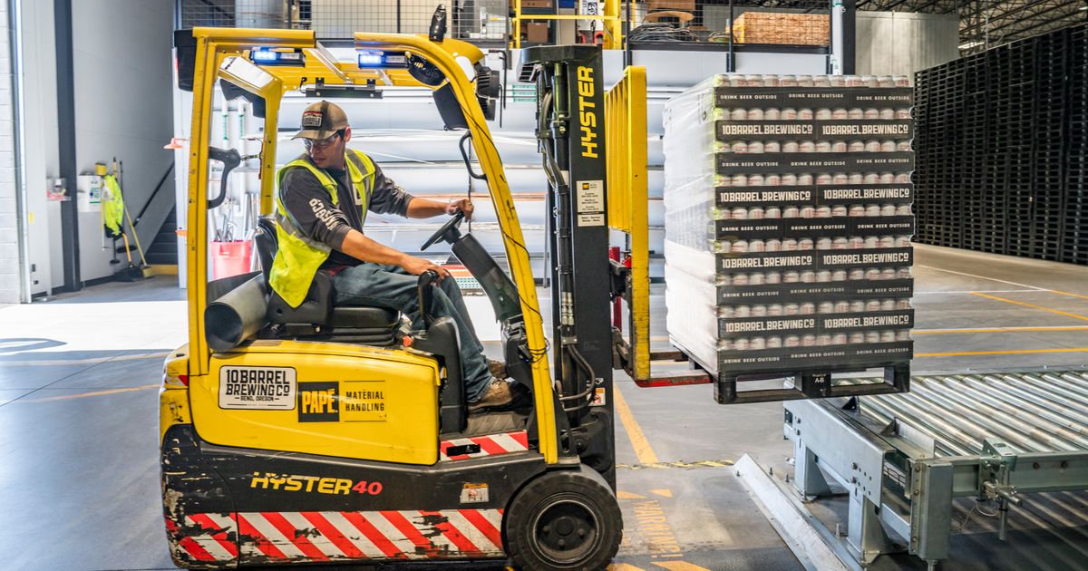 Person operating a forklift