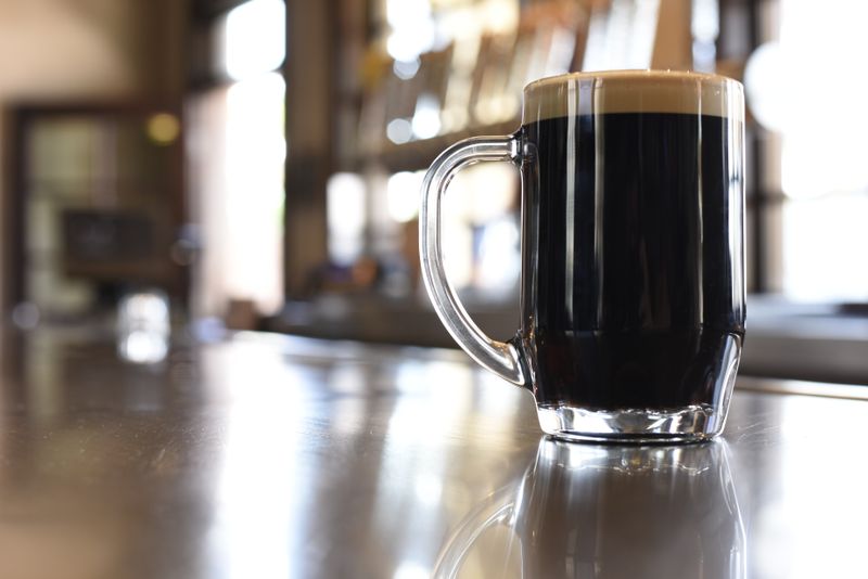 Dark stout pint on the bar at Ironside Brewing Co.