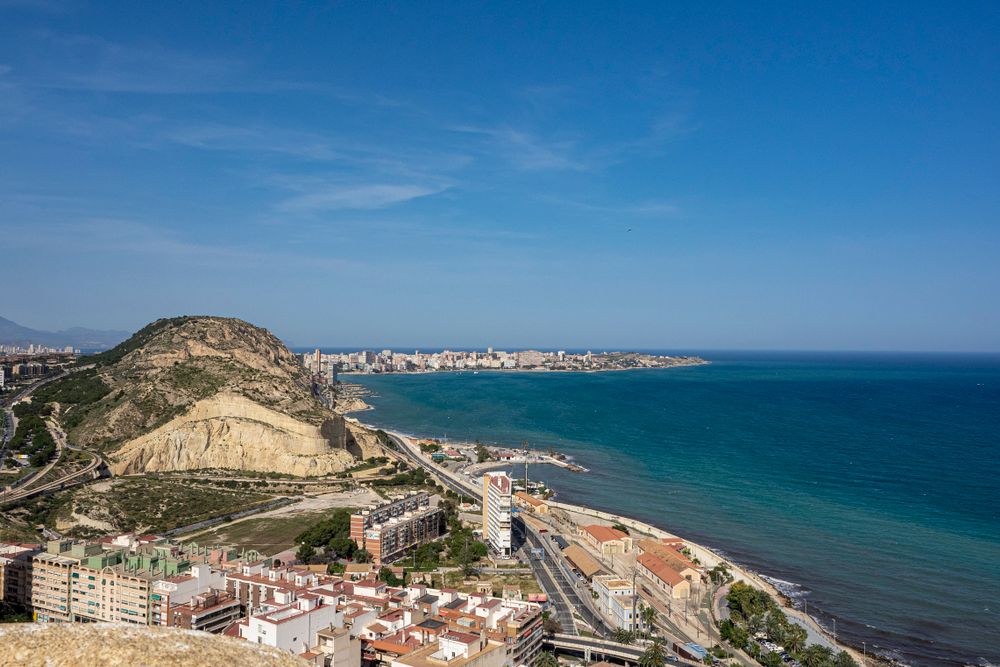 Sandy Mediterranean beach and sea at Burriana on the Valencian coast of Spain