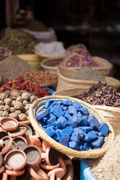 Spices and Groceries at a Market in Marrakech 