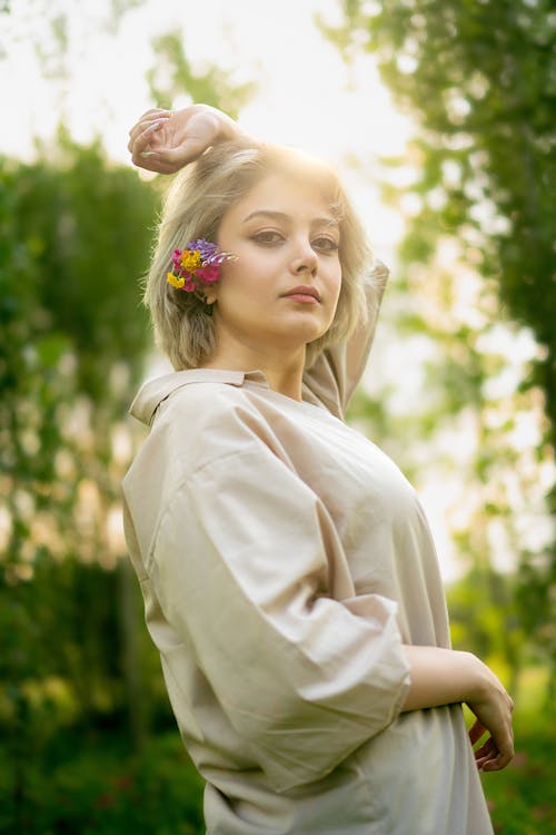 Portrait of a Blond Woman with Flowers in her Hair