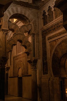 Explore the stunning architectural details inside the Mosque-Cathedral of Córdoba, Spain.