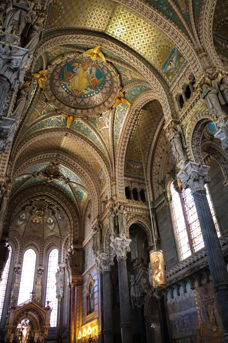 Interior Of Notre-Dame De Fourviere In Lyon, France