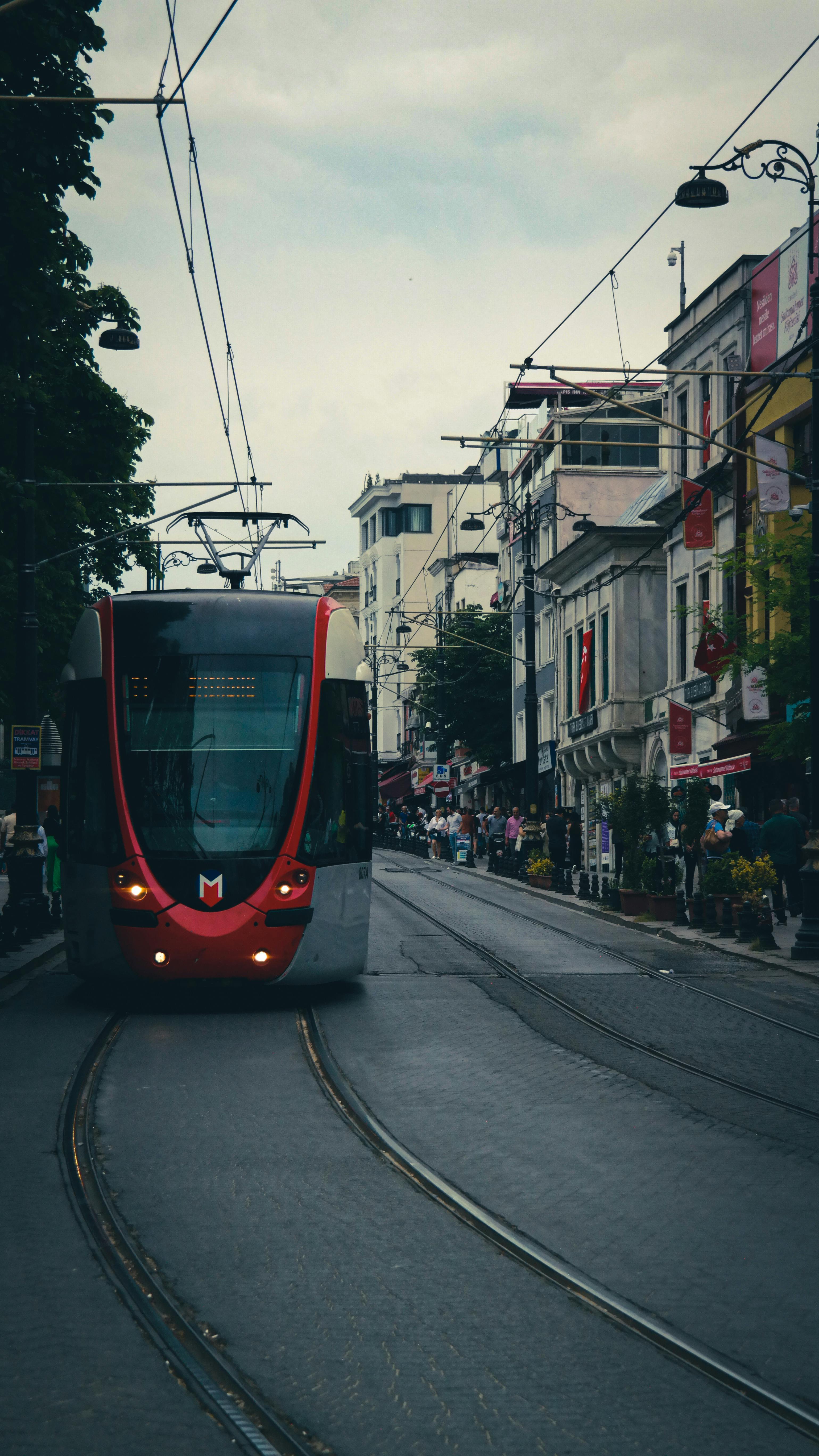 Red Tram On A Tramline · Free Stock Photo