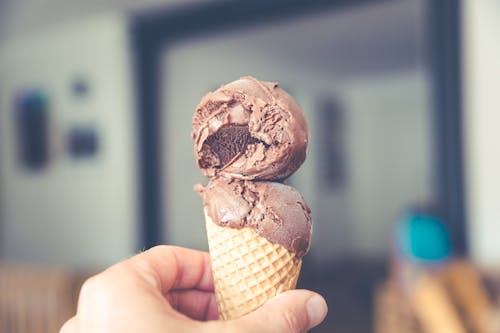 Free Person Holding Chocolate Ice Cream Cone Stock Photo