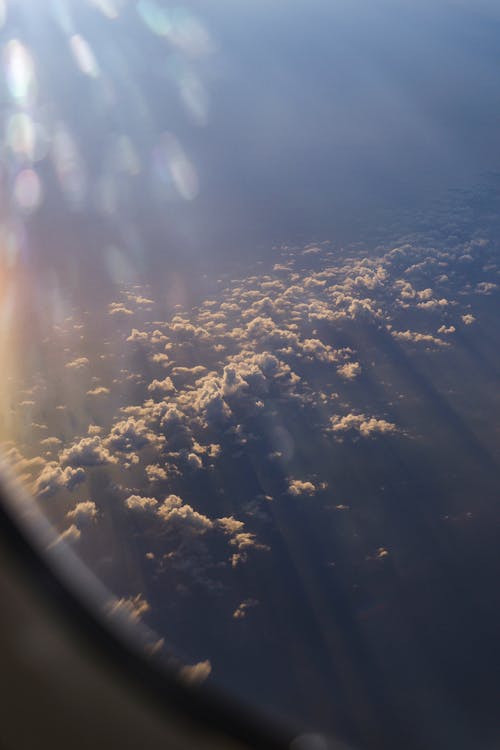 View of Clouds from an Airplane Window