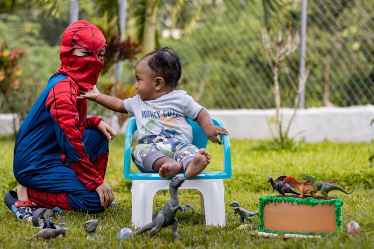 Children Playing In Yard