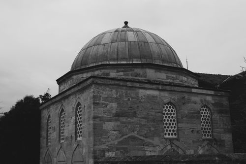 Free Black and white image of a mosque dome showcasing Islamic architecture. Stock Photo