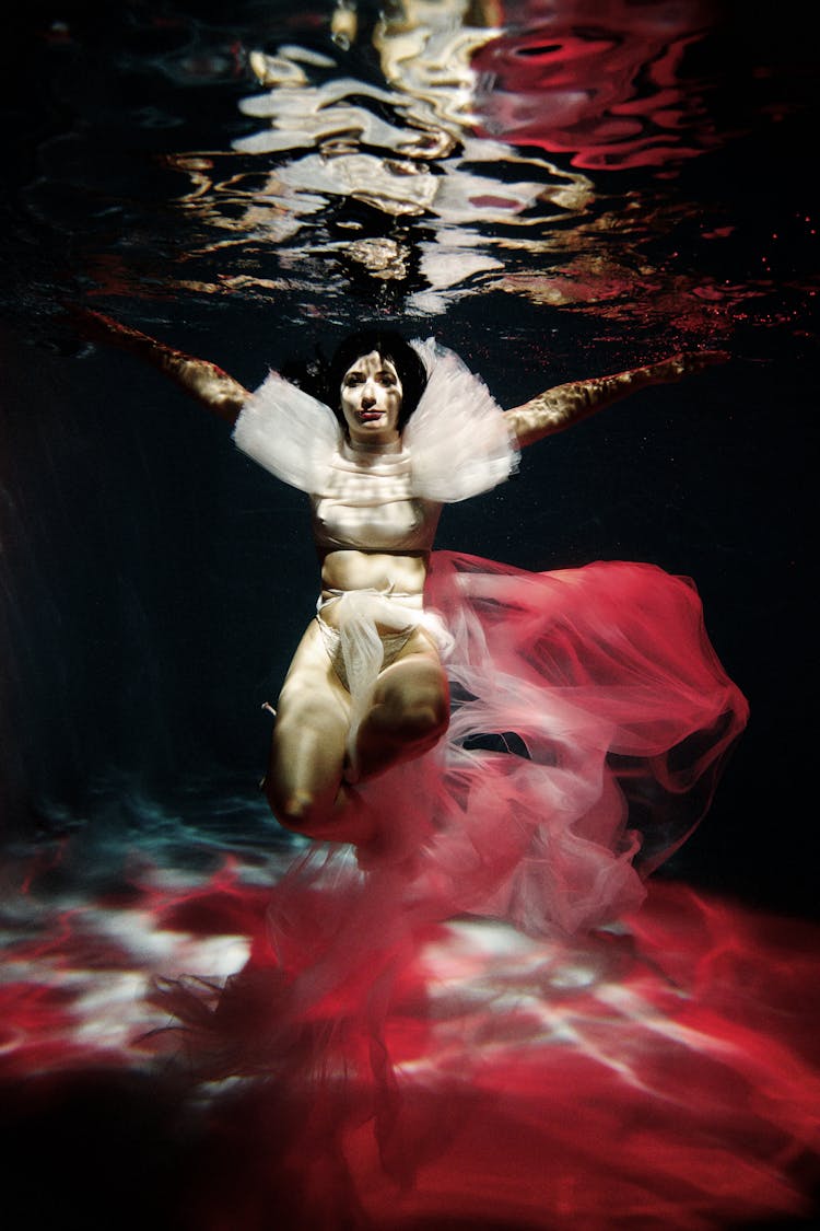 Fabric Of A Womans Clothing Floating Underwater