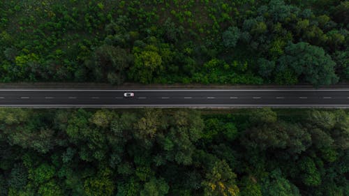 Aerial Photography of a Car on the Road