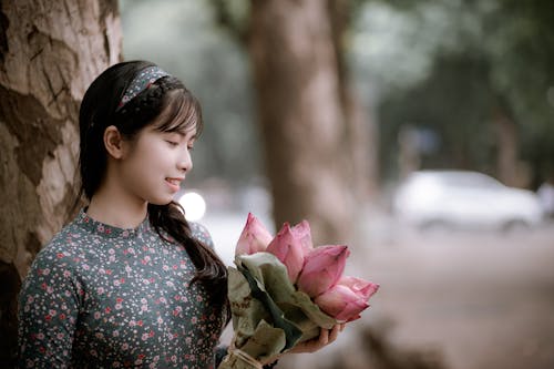 Femme, Tenue, Bouquet