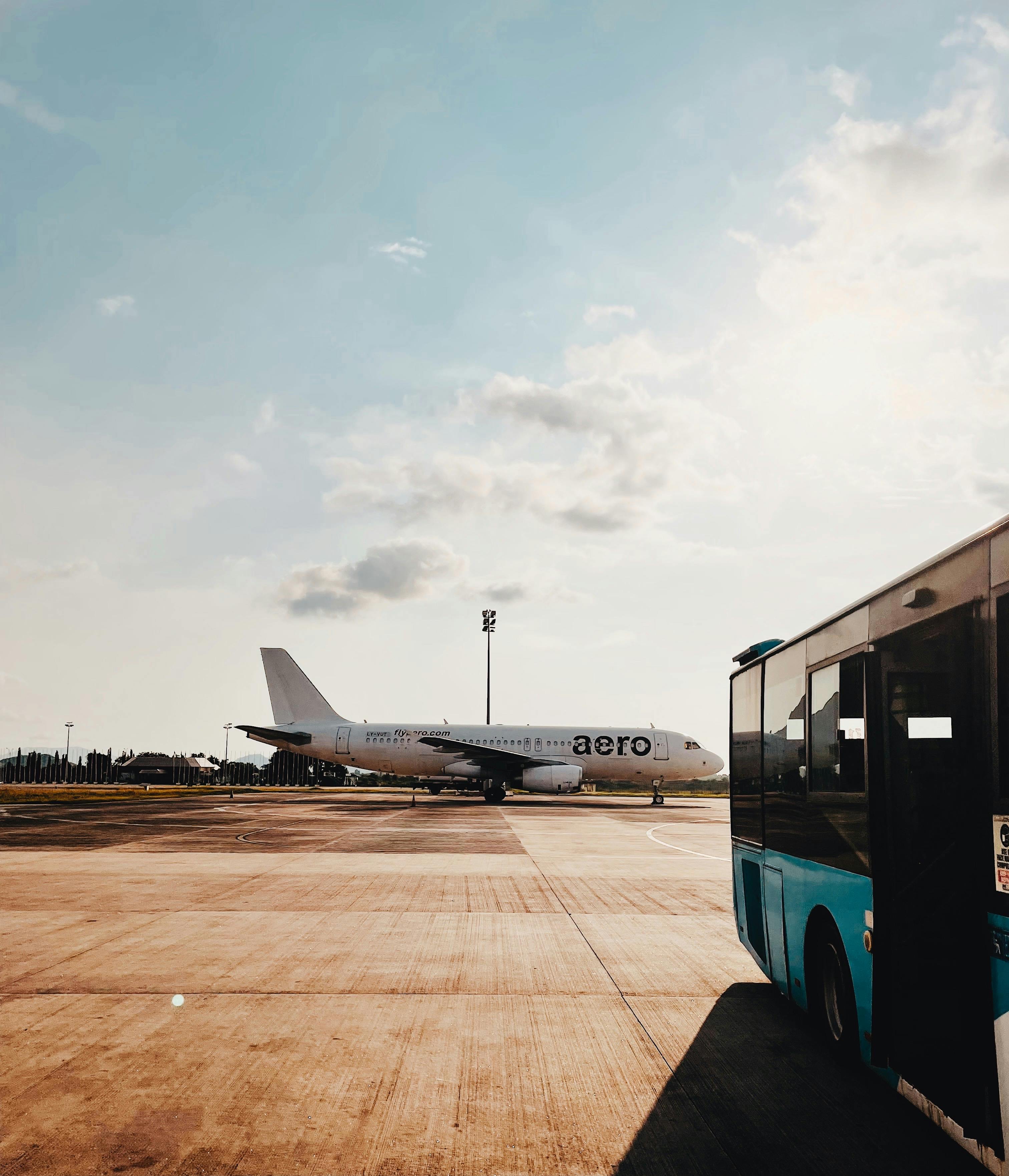 Airplane preparing for departure at Abuja airport against a clear sky, capturing travel vibes.