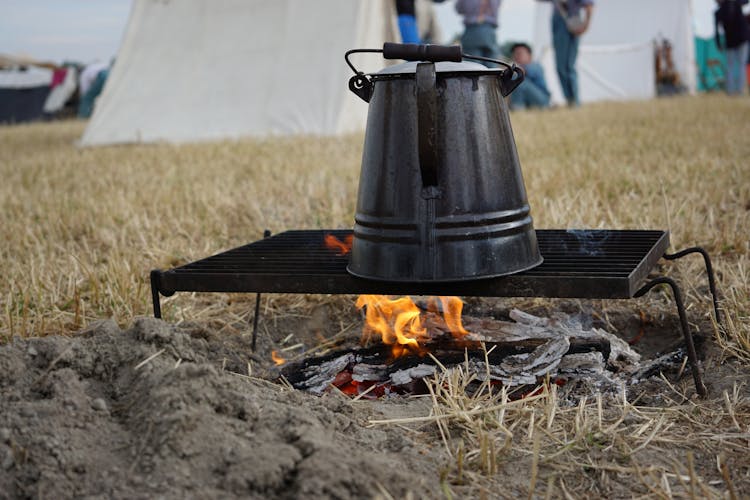 Kettle On Black Grill