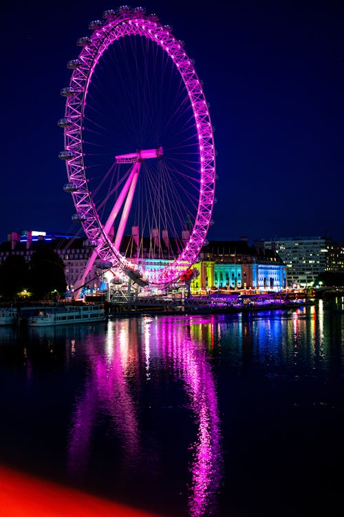 grátis Foto profissional grátis de iluminado, london eye, Londres Foto profissional