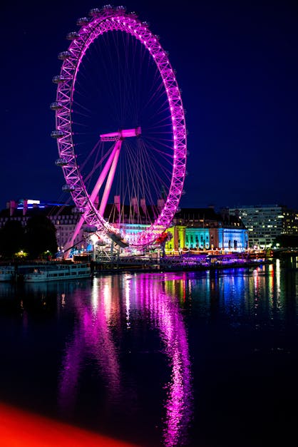 Foto De Stock Gratuita Sobre Atracción De Feria Iluminado London Eye Londres Noche Noria 8918