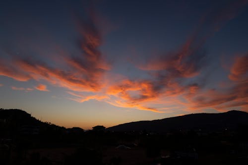 Бесплатное стоковое фото с горизонт, закат, красный