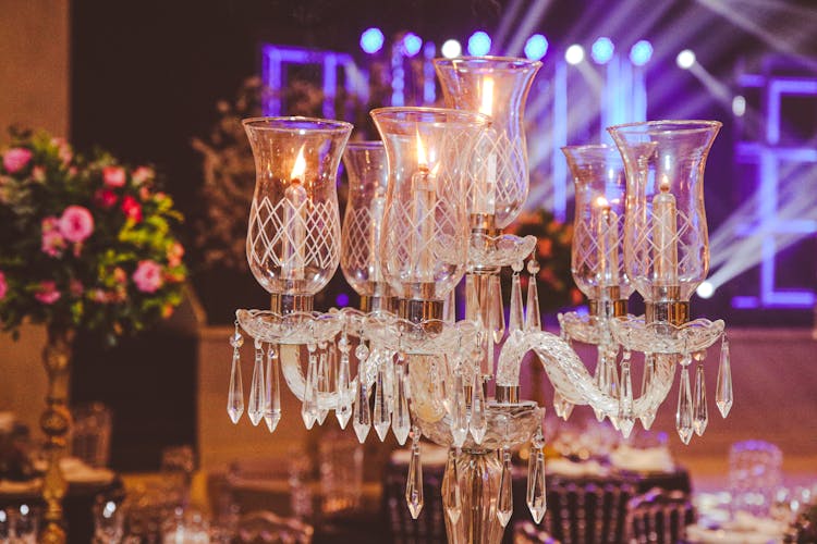 Crystal Chandelier On A Table