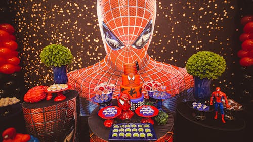 Table with Superhero Themed Party Snacks