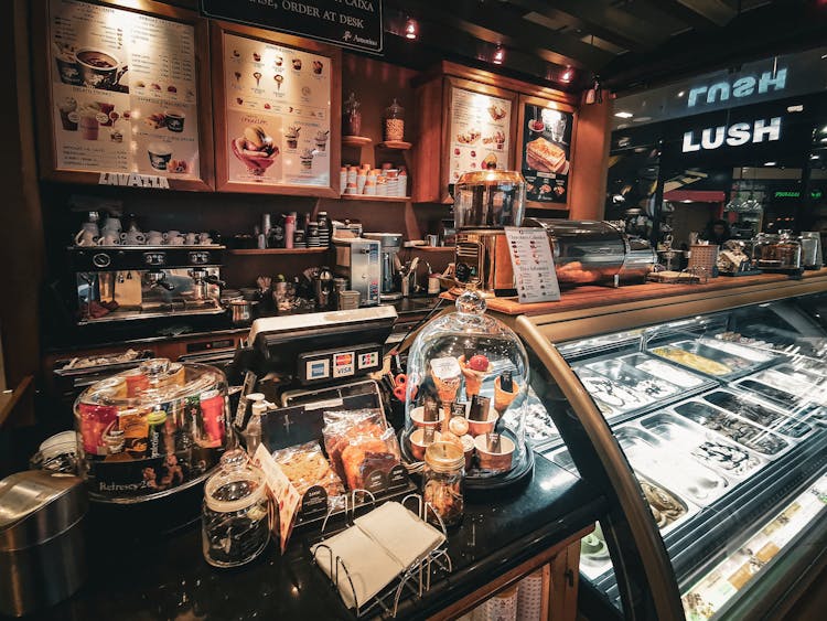 Display On A Counter In A Cafe 