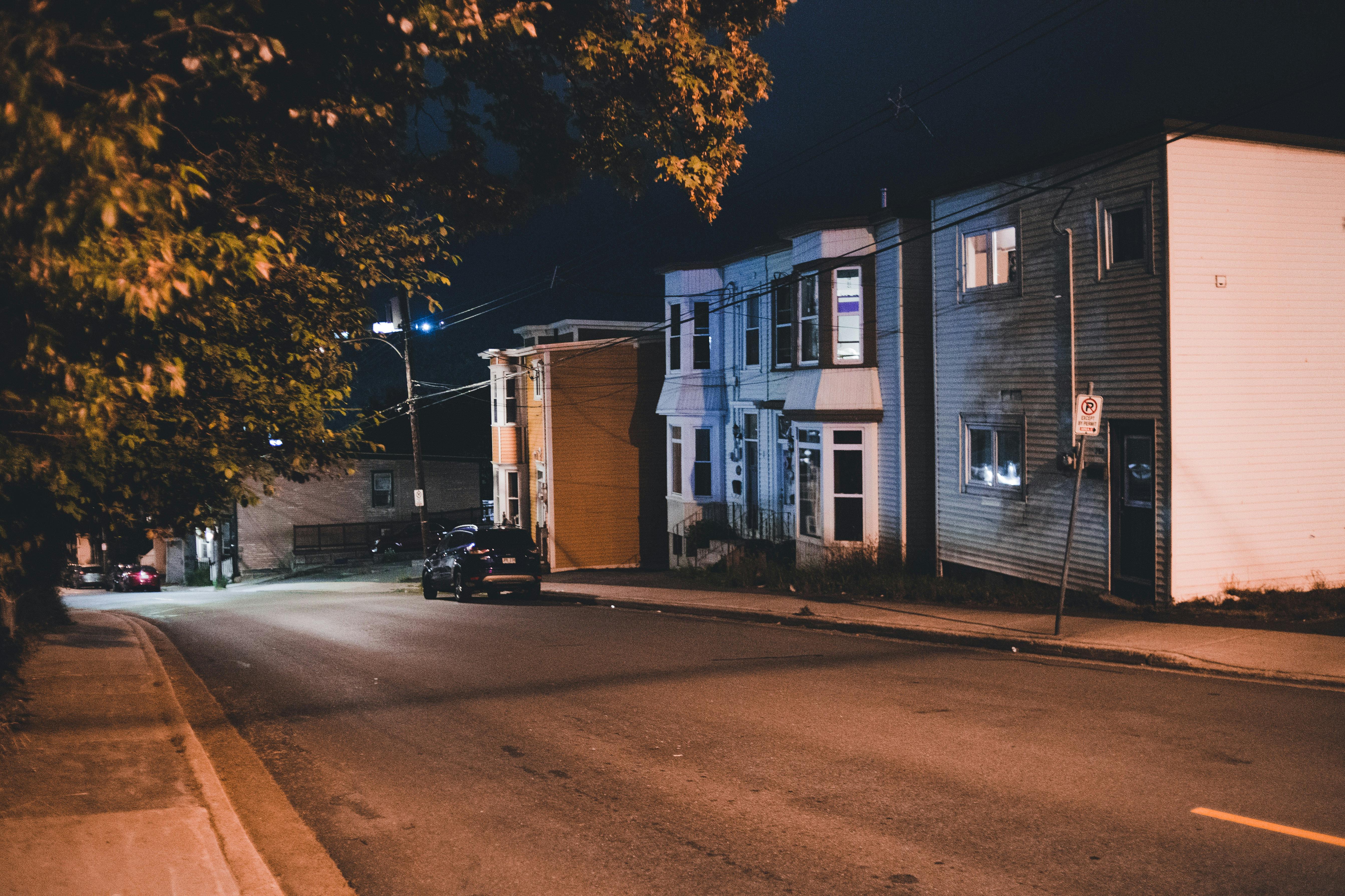 neighborhood street at night