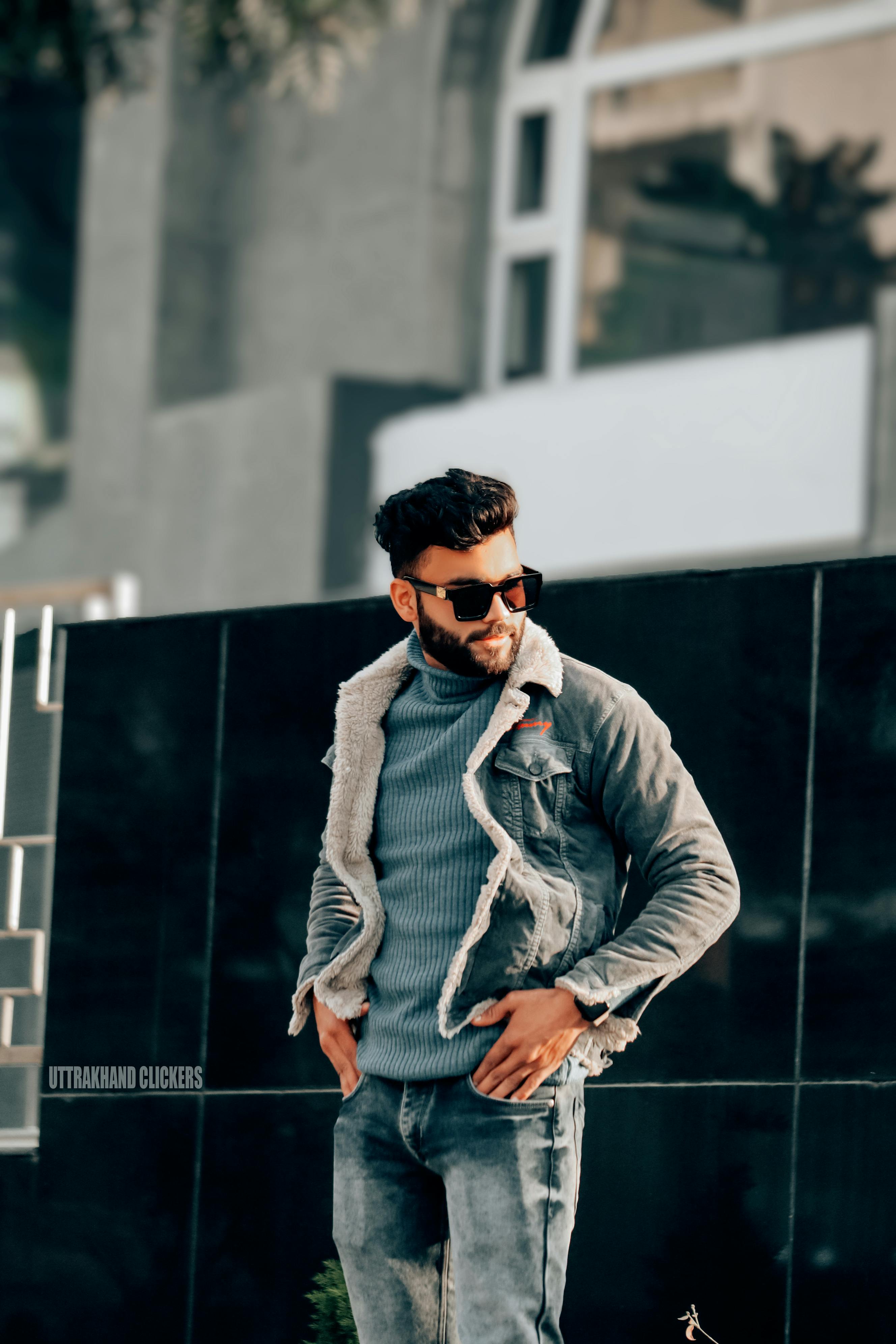 Premium Photo | Stylish guy standing street in a denim jacket against men's  looks