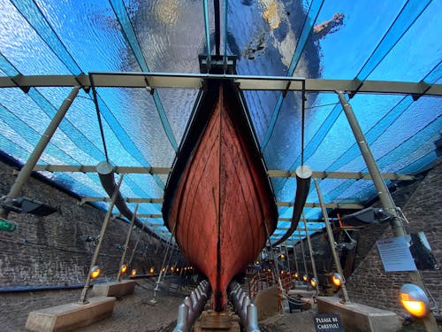 Low Angle Shot of the SS Great Britain in a Museum in Bristol, England 