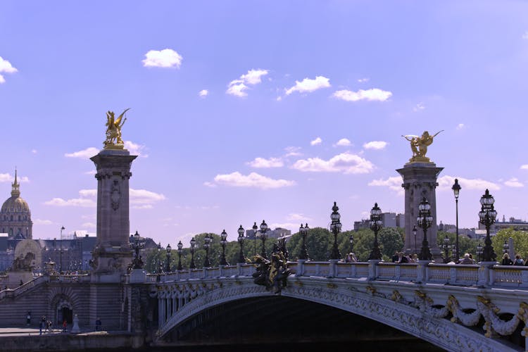 Arch Bridge With Golden Statues