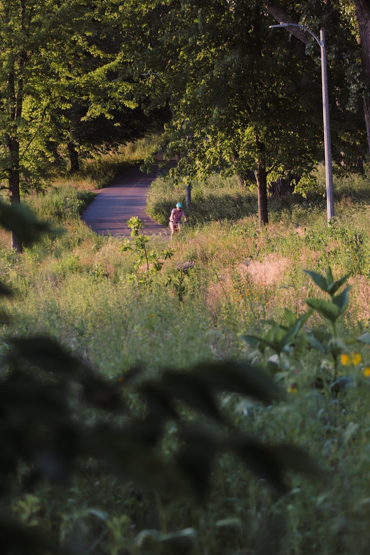 A Person Biking On The Road